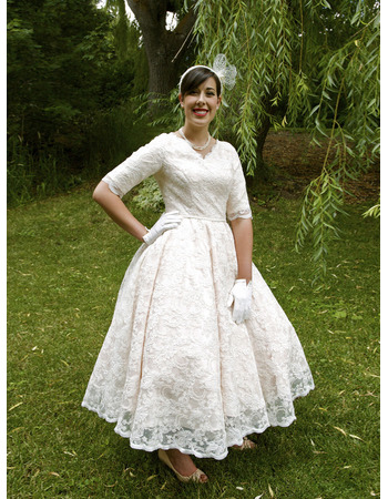Tea length bridesmaid dresses sleeves