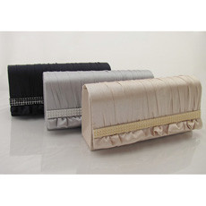 Inexpensive Satin Evening Clutches/ Purses with Acrylics Single Crossbody Strap for wedding day