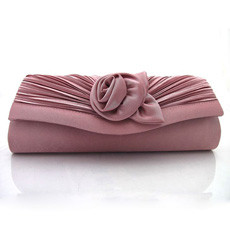 Beautiful Satin Evening Handbags/ Clutches/ Purses with Flower