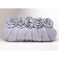 Simple Silk Evening Handbags/ Clutches/ Purses with Flower