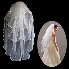 4 Layers Tulle Wedding Veil with Ribbon