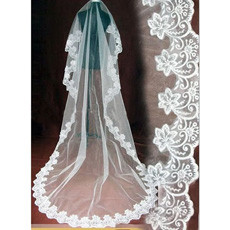 1 Layers Tulle Wedding Veil with Embroidery