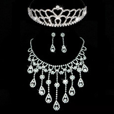 Crystal Earring Necklace Tiara Set Wedding Bridal Jewelry Collection
