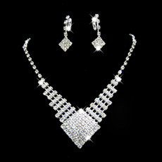 Crystal Earring Necklace Set Wedding Bridal Jewelry Collection