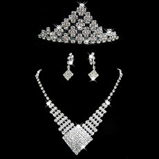 Crystal Earring Necklace Tiara Set Wedding Bridal Jewelry Collection