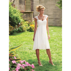 Simple Knee-length Informal Wedding Dresses/ Empire Short Reception Bridal Gowns