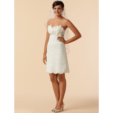 Discount Elegant Sheath Mini Lace Short Petite Reception Bridal Dresses