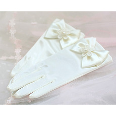 White communion gloves/ Short Flower Girl Gloves with Bows