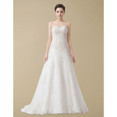 Newest A-Line Sweetheart Floor Length Satin Organza Wedding Dresses For Winter