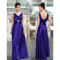 Vintage Long Length Satin Evening Party Dresses with Cowl Back