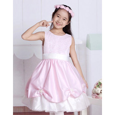 Discount Pretty A-Line Round Neck Knee Length Pick-up Satin Organza Wedding/Party Flower Girl Dresses