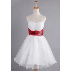 Discount A-Line Sweetheart Knee Length Organza Satin Bridesmaid Dresses