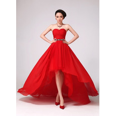 Chic A-Line Asymmetric High-Low Chiffon Floor Length Sweetheart Empire Evening/ Prom Dresses