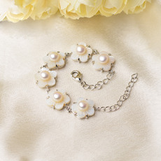 White 6-7mm Freshwater Natural Off-Round Bridal Pearl Bracelets