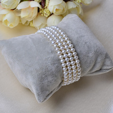 Elegant White 5mm Freshwater Natural Round Bridal Pearl Bracelets