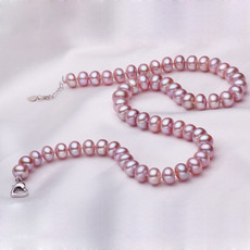 Purple 7.5 - 8.5mm Freshwater Off-Round Pearl Necklace