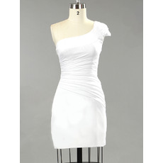 Chic One Shoulder Sheath/ Column Satin Short Beach Wedding Dresses
