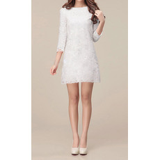 Discount Simple Long Sleeves Lace Sheath Mini Reception Wedding Dresses