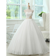 Modern and Romantic Sweetheart Ball Gown Chiffon Wedding Dresses with Hand-made Flowers