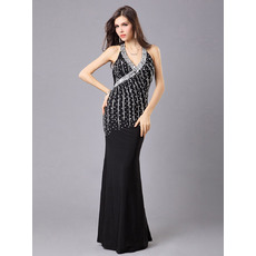 Sexy Mermaid/ Trumpet V-Neck Evening Dresses with Beading Bodice and Crisscross Back
