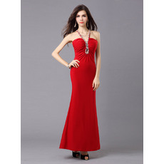 Sexy Beaded Spaghetti-strap V-Neck Ankle Length Evening Dresses with Keyhole