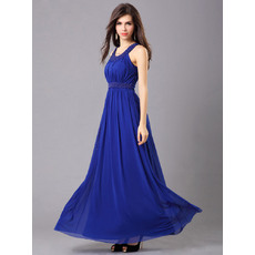Elegance A-Line Pleated Chiffon Evening Dresses with Beaded Neck and Waist