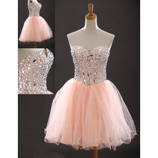 Eye-catching Charm Short Tulle Homecoming Party Dresses with Rhinestone Embellished