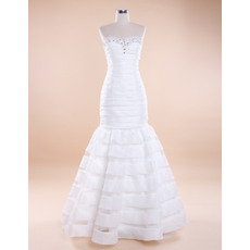 Delicate Crystal Beading Sweetheart Floor Length Taffeta Wedding Dresses