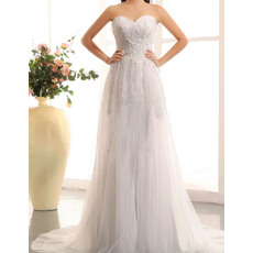 Alluring A-Line Sweetheart Tulle Wedding Dresses with Beading Appliques