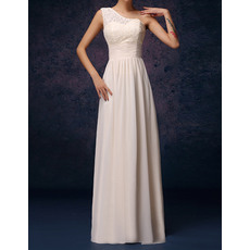 Elegant One Shoulder Long Lace Bodice Chiffon Bridesmaid Dresses with Draped Skirt