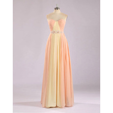 Alluring Sweetheart Full Length Chiffon Two Toned Evening Dresses with Beaded Waist