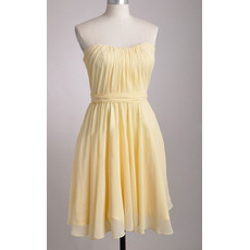 New Arrival Simple Sweetheart Knee Length Chiffon Pleated Bodice and Skirt Bridesmaid Dresses