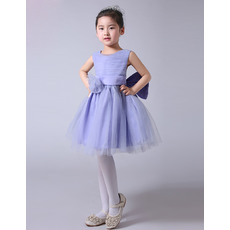 Discount Lovely Ball Gown Knee Length Ruching Tulle Flower Girl Dresses with Hand-made Flowers