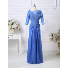 Classic Beading Appliques Chiffon Mother Dresses with 3/4 Length Sleeves