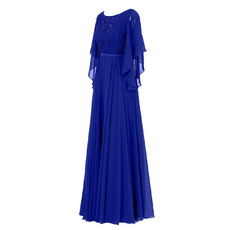 Elegant Illusion V-neckline Plus Size Chiffon Mother Dresses for Party with Flutter Sleeves