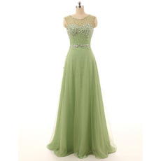 Elegant Sleeveless Floor Length Chiffon Evening Dresses with Sequins