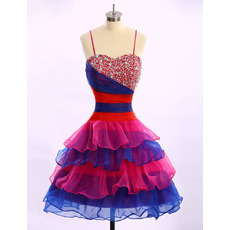 Cute Ball Gown Spaghetti Straps Knee Length Colorful Birthday Party Dress