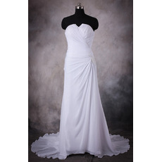 Discount V-cut Neckline Strapless Pleated Chiffon Wedding Dresses
