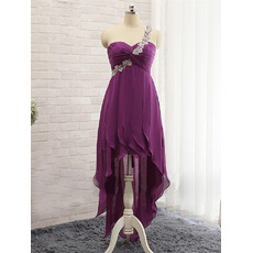 New Style One Shoulder High-Low Chiffon Prom/ Evening Dresses