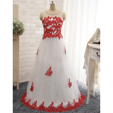 Ball Gown Floor Length Tulle Applique Evening Dresses