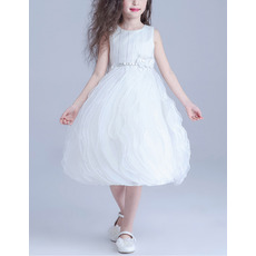 Amazing Ball Gown Short Satin Tulle with Ruffles Galore Skirt Flower Girl Dresses with Rhinestone Waist