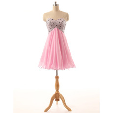 Beautiful Empire Sweetheart Short Chiffon Homecoming Party Dresses with Sparkle Beading Sequined Bodice