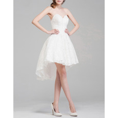 Perfect Sweetheart Sleeveless High-Low Lace Short Wedding Dresses