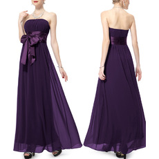 Vintage Strapless Floor Length Chiffon Bridesmaid Dresses with Sashes