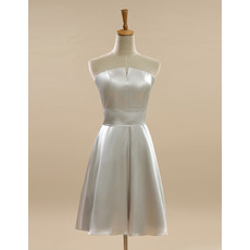 Custom Strapless Short Satin Bridesmaid/ Wedding Party Dresses