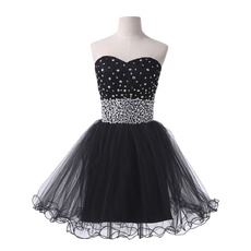 Affordable Ball Gown Sweetheart Short Black Cocktail Party Dresses