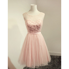 Perfect Sleeveless Short Tulle & Lace Homecoming/ Party Dresses with Beading Detailing