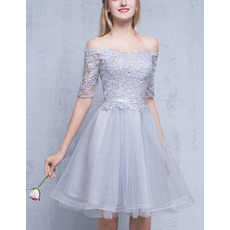 Elegant Off-the-shoulder Short Homecoming Dresses with Half Sleeves