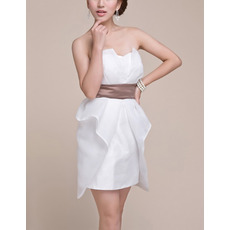 Chic Column Strapless Short Satin & Organza Homecoming Dresses with Belts
