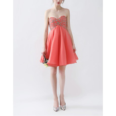Beautiful Empire Sweetheart Short Chiffon Homecoming/ Party Dresses with Beading Crystal Embroidered